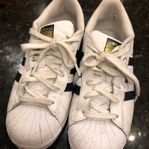 Adidas Superstars with Black Stripes